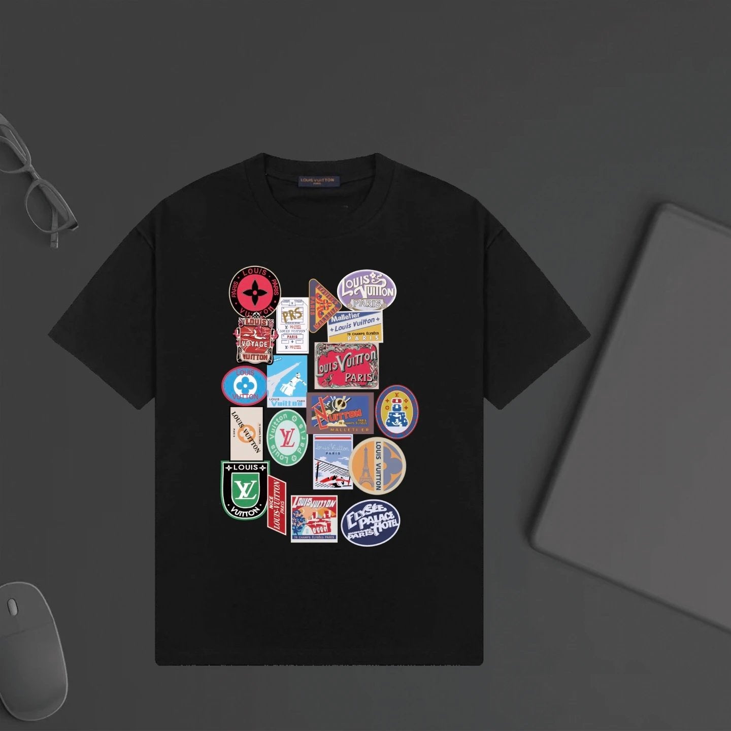Louis Vuitton LV T-shirt Chest Letter Pattern Print logo round Neck Short Sleeve25ss New Pure Cotton Unisex Style T T-shirt OS Loose Fit Base Shirt Half Sleeve T-Shirt Top Half Sleeve