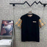 Burberry T-shirt Chest Plaid Patchwork Letter Embroidery logo round Neck Short Sleeve25ss New Pure Cotton Unisex Style T T-shirt OS Loose Fit Base Shirt Top Half Sleeve T-Shirt