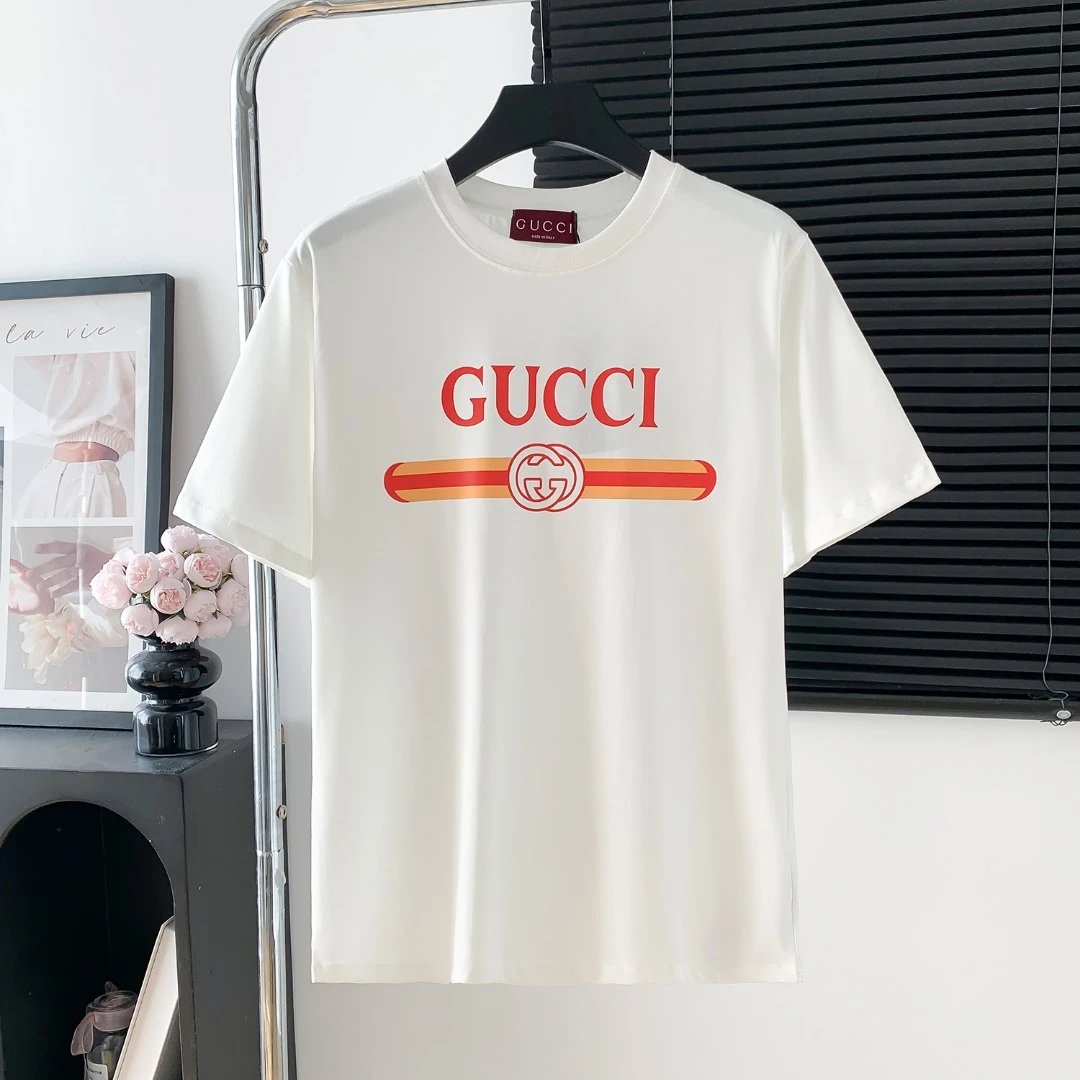 Gucci T-shirt Chest GG Printing Logo Logo Crew Neck Short Sleeve25ss New pure cotton T Unisex T-Shirt OS Loose Fit Base Shirt Top Half Sleeve T-Shirt