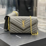 YSL Women's Bag Top version Yang Shulin WOC Envelope Package Chain Bag Women's Bag Crossbody Bag Caviar Cowhide woc Large Chain Bag22.5cm377828