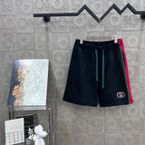 Gucci Shorts Straight Color Block Classic Double Glogo Five-point Shorts25ss New Drawstring Casual Summer Pants5Two-in-One Casual Sweatpants for Men and Women, Pure Cotton Joggers