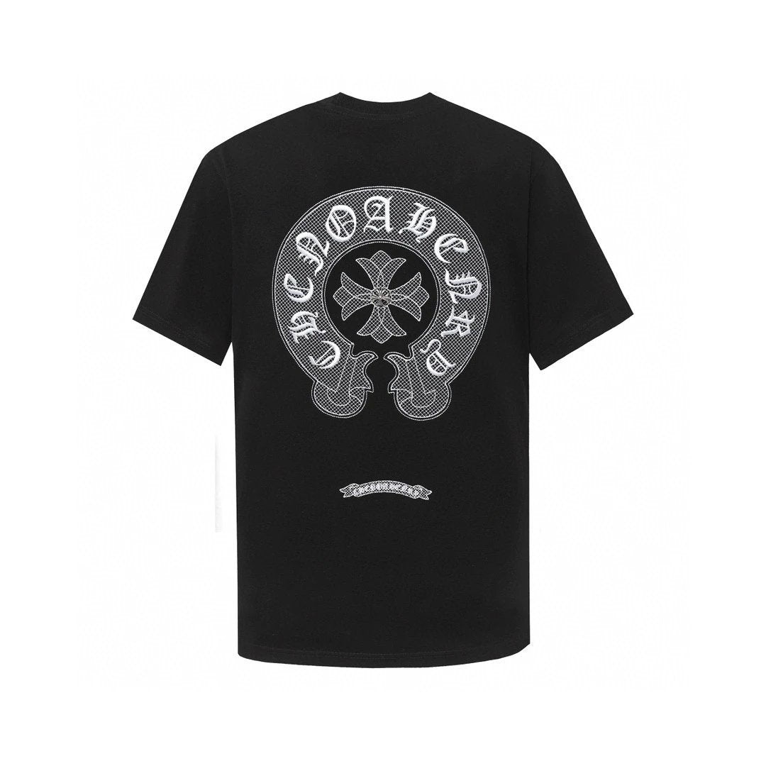 Chrome Hearts T-shirt Heavy Embroidery Sanskrit Horse Hoof Label Round Neck Short Sleeve25ss New Pure Cotton Unisex Style T T-shirt OS Loose Fit Base Shirt Short Sleeve T-Shirt Top