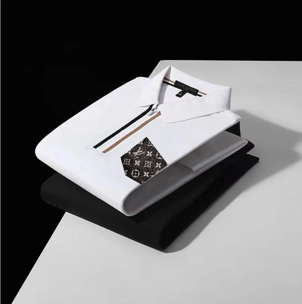 Louis Vuitton LV T-shirt Small grid pattern on the chest logoPOLO Shirt Lapel Short Sleeve25ss New Unisex Summer Short Sleeve OS Loose T Business Half Sleeve Shirt Plus Size T-Shirt