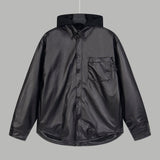 Balenciaga Jackets Parker Zip-Up Hooded Leather Jacket（Hooded detachable）Unisex Jacket