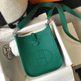 Hermes women's bag Top version New Beeswax Thread Sewing Handmade EvelyneminiH Home Mini Calfskin Hollow-out Evlin Bag Letter Punching Bag Elephant Gray Golden Brown Milkshake White and Black Shoulder Crossbody Buckle Women's Bag