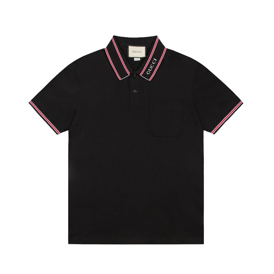Gucci T-shirt Color contrast patchwork POLO Short Sleeve Shirt with Turn-down Collar for Men and Women, Summer Half Sleeve OS Loose T Business Casual Half Sleeve Shirt Plus Size T-Shirt