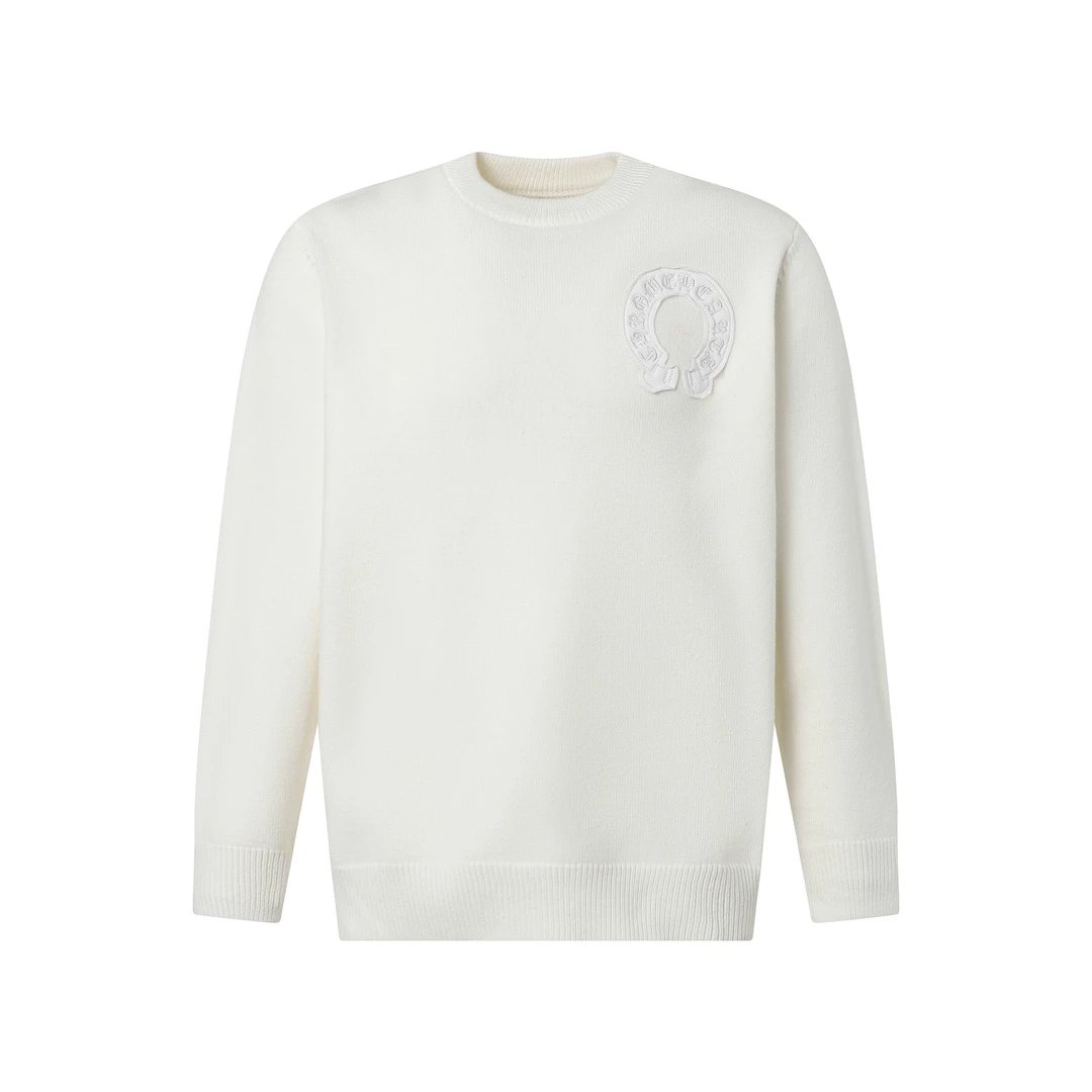 Chrome Hearts Sweater Front Patch Embroidery Back Large logo Appliqué Embroidered Round Neck Long Sleeve Sweater Thickened Lazy Style OS Loose Fit Unisex Top Jacket Versatile Casual Wearable Inside and Outside