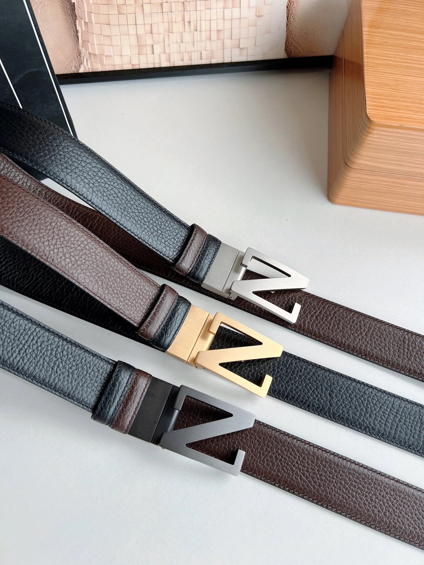 Zegna Belt Top version Original Imported Calf Leather Belt for Business Men Pant Belt3.5CM Belt Double-Sided Dual-Use Men's Needle Belt Suitable for Men's Business Double-Sided Cowhide Classic Belt Gift Box Packaging