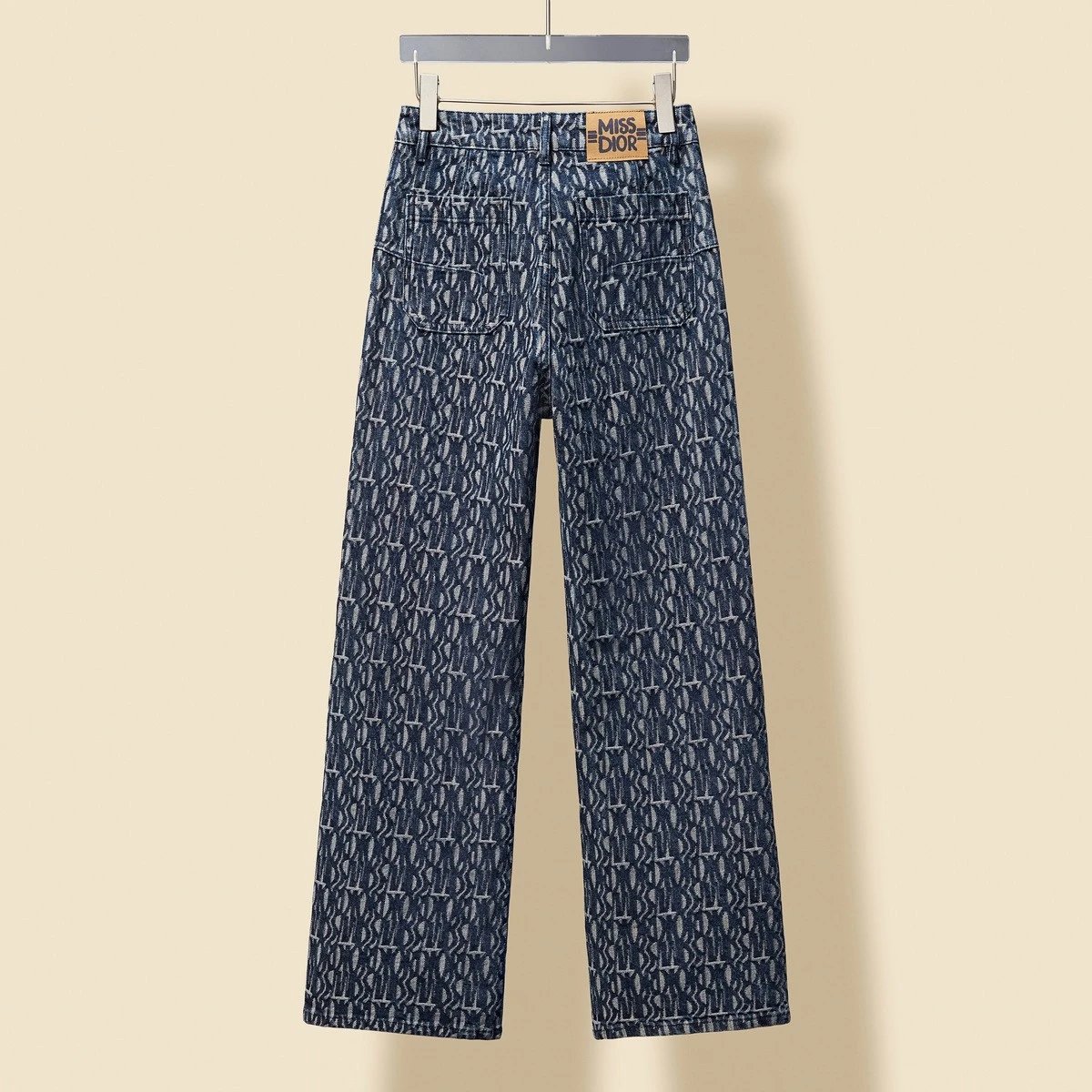 Dior Jeans Full Jacquard Print logo Straight Leg Jeans Long Pants for Women Versatile Casual