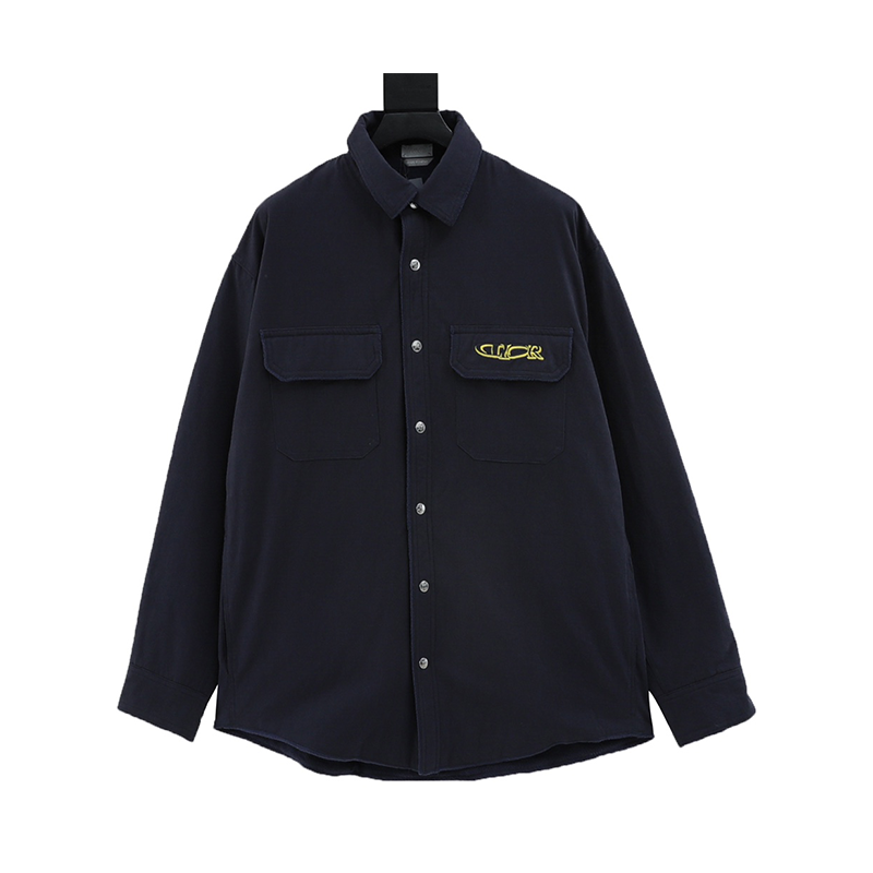 Dior Shirt Capsule Series Embroidery Velvet Denim Shirt Jacket Same Style for Men and Women