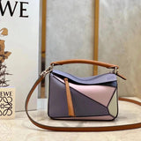 LOEWE Women's Bag Top version 【Level Surrogate Shopping】puzzle Geometric Bag Women's Bag mini18cm Mini Geometric Bag Crossbody Bag Small Size24cm Medium29cm Splicing Box Bag loewe Classic Geometric Crossbody Bag