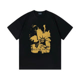 Balenciaga T-shirt Golden Statue of Liberty Letters logo round Neck Short Sleeve25ss New Unisex Pure Cotton T T-shirt OS Loose Fit Base Shirt Top Half Sleeve T-Shirt