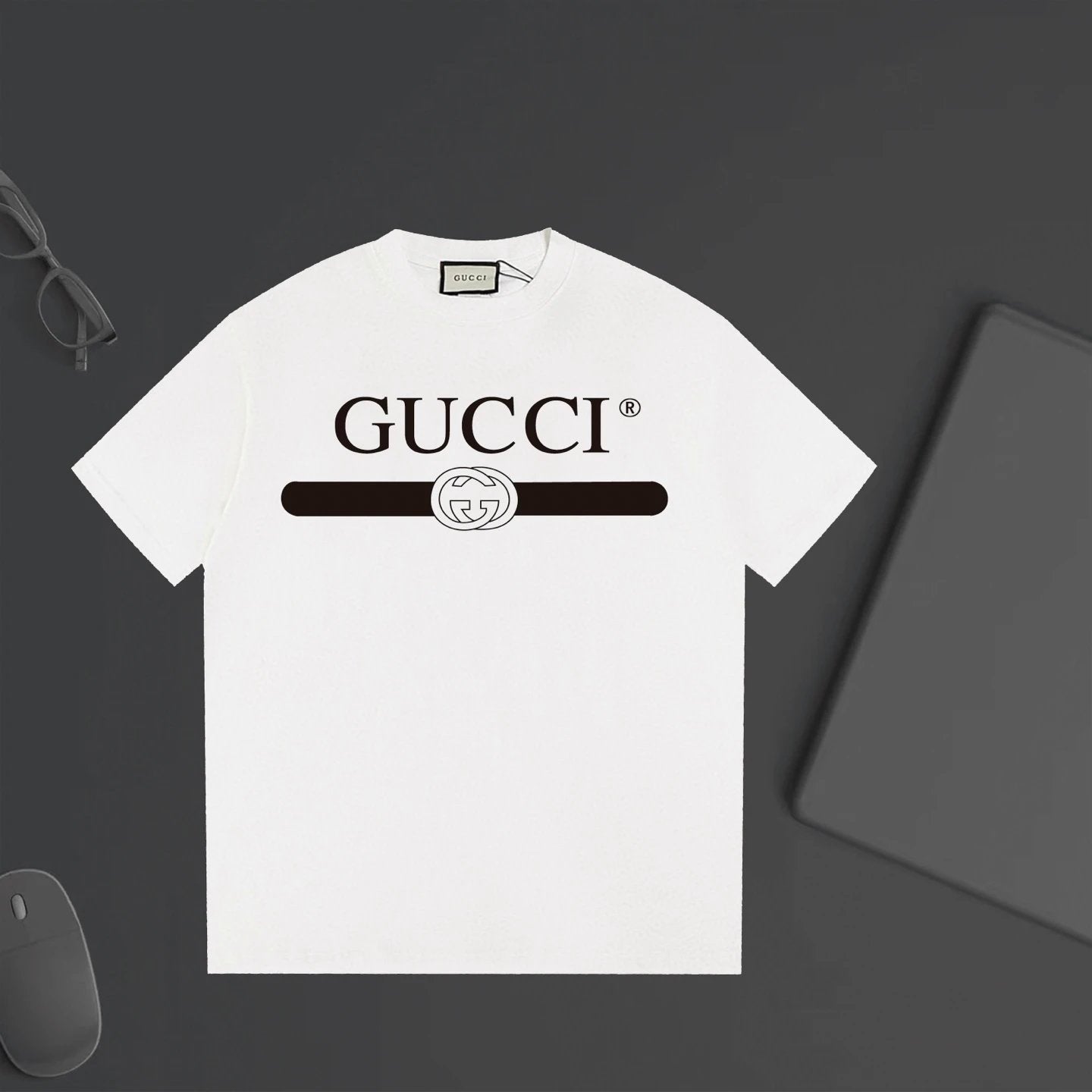 Gucci T-shirt Chest Letter Print logo round Neck Short Sleeve25ss New Pure Cotton Unisex Style T T-shirt OS Loose Fit Base Shirt Half Sleeve T-Shirt Top Half Sleeve