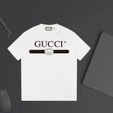 Gucci T-shirt Chest Letter Print logo round Neck Short Sleeve25ss New Pure Cotton Unisex Style T T-shirt OS Loose Fit Base Shirt Half Sleeve T-Shirt Top Half Sleeve