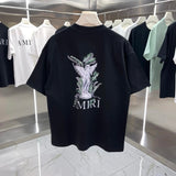 Amiri T-shirt Back Angel Pattern Print logo round Neck Short Sleeve25ss New Pure Cotton Unisex Style T T-shirt OS Loose Fit Base Shirt Top Half Sleeve T-Shirt