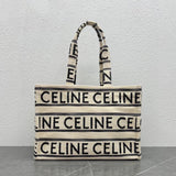 Celine women's bag Top version 【Super Original Leather】New Product cabas Summer Canvas Fabric Beach Bag Towel Series Tote Bag Denim Denim Small Size Tote Bag Large Shopping Bag Mummy Bag Brown Embossed Arc De Triomphe logo New tote Bag199162196762