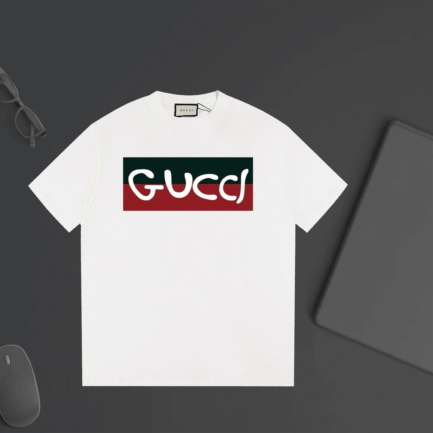 Gucci T-shirt Chest Letter Print logo round Neck Short Sleeve25ss New Pure Cotton Unisex Style T Casual T-Shirt Base Layer Shirt OS Loose Fit Half Sleeve Top Plus Size