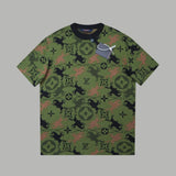 Louis Vuitton LV T-shirt Full-body Camouflage Print logo round Neck Short Sleeve25ss New Pure Cotton Unisex Style T T-shirt OS Loose Fit Base Shirt Half Sleeve T-Shirt Top Half Sleeve