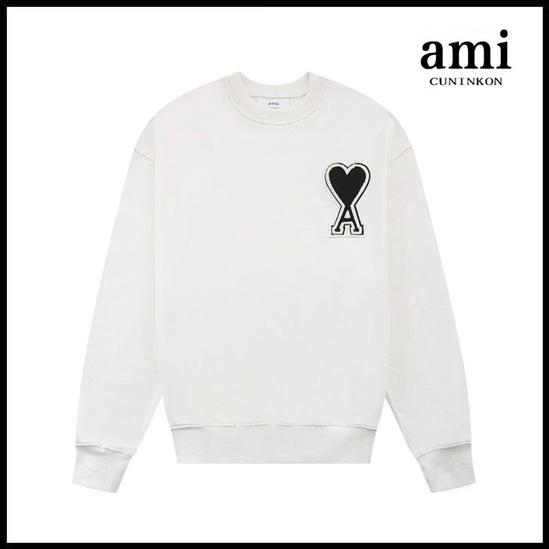 Ami Hoodie Ami Hoodie Couple Suit Classic Love Cotton Loose round Neck Raglan Hooded Sweater Leisure Tappered Trousers-CY