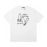 Louis Vuitton LV T-shirt Chest Letter Print logo round Neck Short Sleeve25ss New Pure Cotton Unisex Style T Casual T-Shirt Base Layer Shirt OS Loose Fit Half Sleeve Top Plus Size