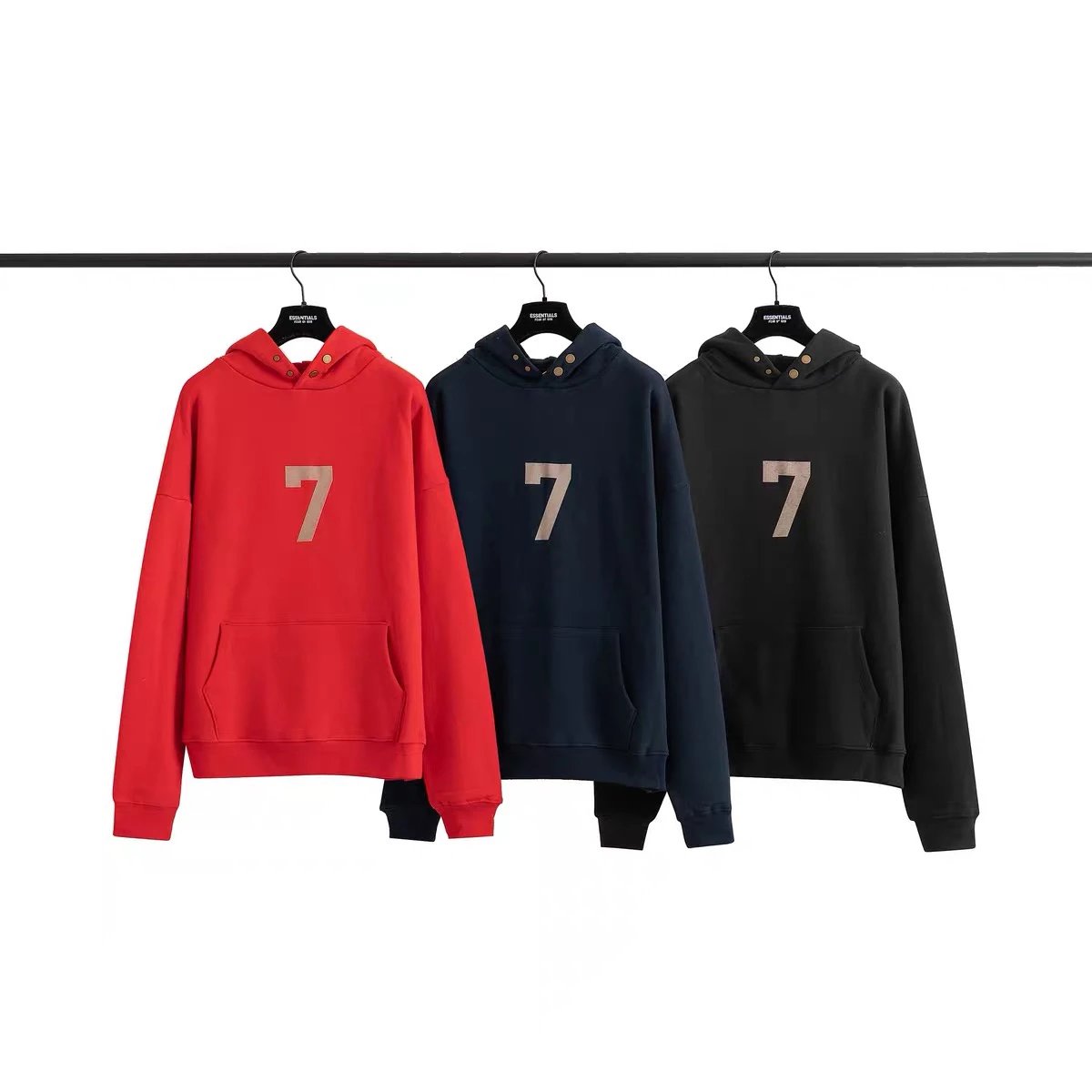 ESSENTIALS Hoodie Top Version Mainline Season 7 ABC Flocking Hooded Sweater High Street7th Trendy Hoodie Men