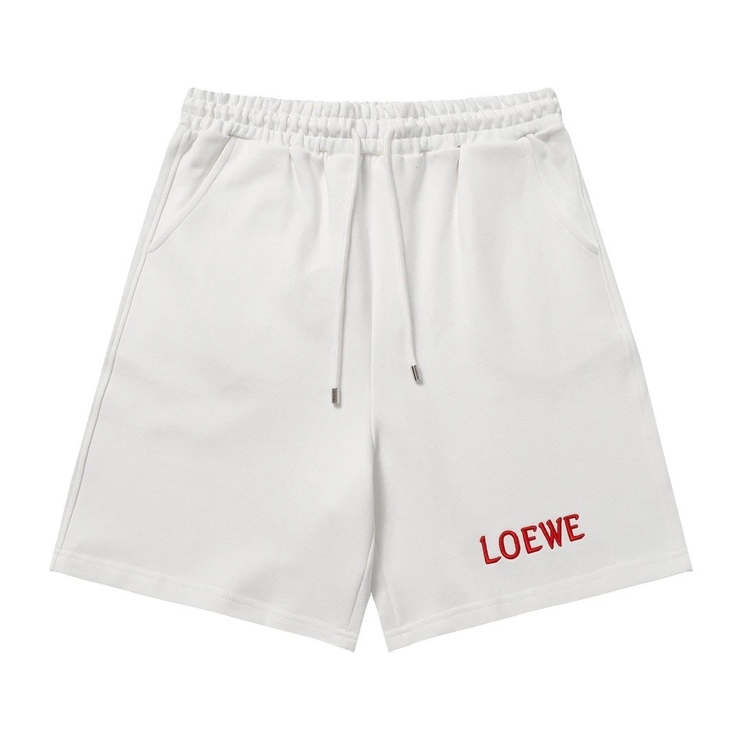 LOEWE Shorts Flame Embroidery logo Heavyweight American Style Casual Summer Shorts with Drawstring5Two-in-One Casual Sweatpants for Men and Women