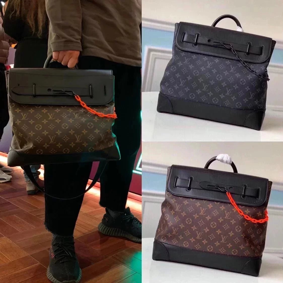 Louis Vuitton LV briefcase Top version **Level Surrogate Shopping STEAMER Small Size Handbag Men's and Women's Bags M4447355701Steamer Small Size Handbag Men's Chain Backpack Briefcase Shoulder Messenger Handbag