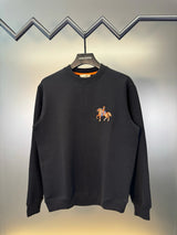 Hermes Hoodie Pony Embroidery logo Drawstring Jogger Sweatpants for Men and Women, Autumn and Winter Loose Fit, High Waist, Color Block, Plus Size, Casual Pants