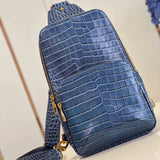 Louis Vuitton LV Men's Bag Top version Original Order N41719Men AVENUE Shoulder Bag23Crocodile Pattern Cowhide Crossbody Bag Chest Bag Crossbody Backpack Men's Bag Black Plaid Chest Bag Backpack Men Crossbody Chest Bag