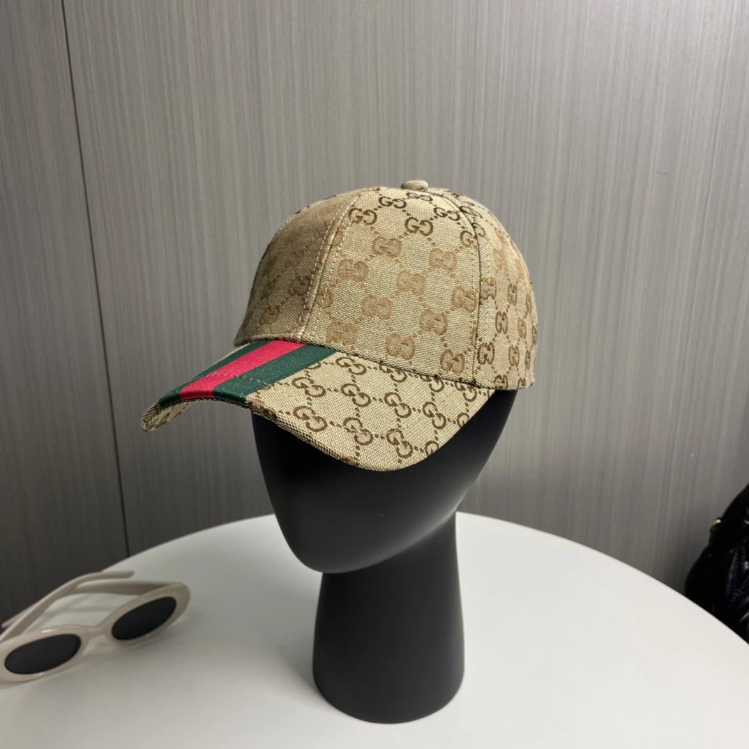 Gucci Hat Full Jacquard Print logo Baseball Cap Sunshade Sun Protection Duckbill Cap Slimming Face Curved Brim Versatile Large Head Circumference Sports Hat Unisex Couple Style