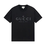 Gucci T-shirt Chest Letter Print logo round Neck Short Sleeve25ss New pure cotton T Unisex T-Shirt OS Drop Shoulder Loose Fit Base Shirt Top T-Shirt Short Sleeve