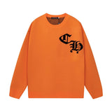 Chrome Hearts Sweater Classic Horseshoe Round Neck Wool Sweater Long Sleeve Thickened Lazy Style OS Loose Fit Unisex Knit Top Jacket Versatile Casual Wearable Inside and Outside