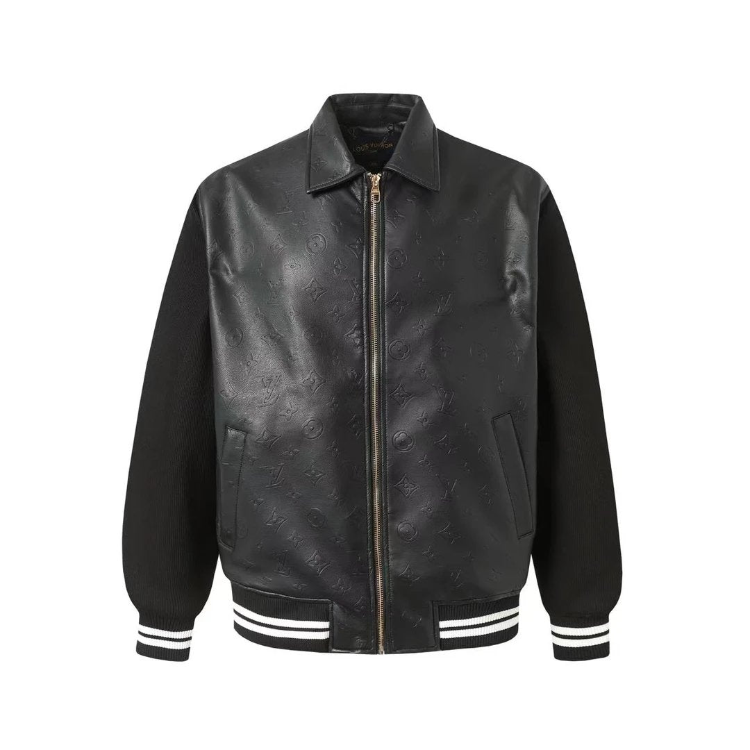 Louis Vuitton LV Jackets Patchwork Wool Leather Bomber Jacket Coat Unisex Autumn Winter New Sports Casual Loose Versatile