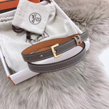 Hermes Belt Top version Women's Belt1.5cmEspom Palm Print Top Layer Calfskin Double-Sided Letters h Buckle Belt Female Casual Versatile Belt Female