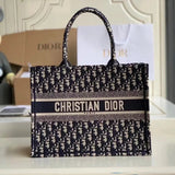 Dior Women's Bag Top version Same Style as Stars2023New Product BookTotemini Tote Bag Houndstooth Mini Small Sized Large Canvas Embroidered Shopping Bag Handbag Shoulder Bag Women's Bag