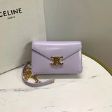 Celine women's bag Top version 【Original Factory】New CUIRTRIOMPHE Cowhide WOC Brand New Chain Leather Envelope Package Large113322Small Size10J733