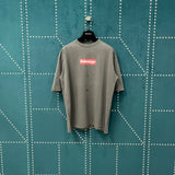 Balenciaga T-shirt Ripped Chest Letter Print logo round Neck Short Sleeve25ss New Pure Cotton Unisex Style T T-shirt OS Loose Fit Base Shirt Top Half Sleeve T-Shirt