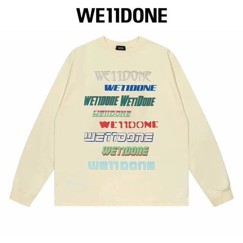 We11done Hoodie Top Version Zhao Lusi Yang Mi Long Sleeve T T-shirt Color Graffiti Letters Gradient Spring and Autumn