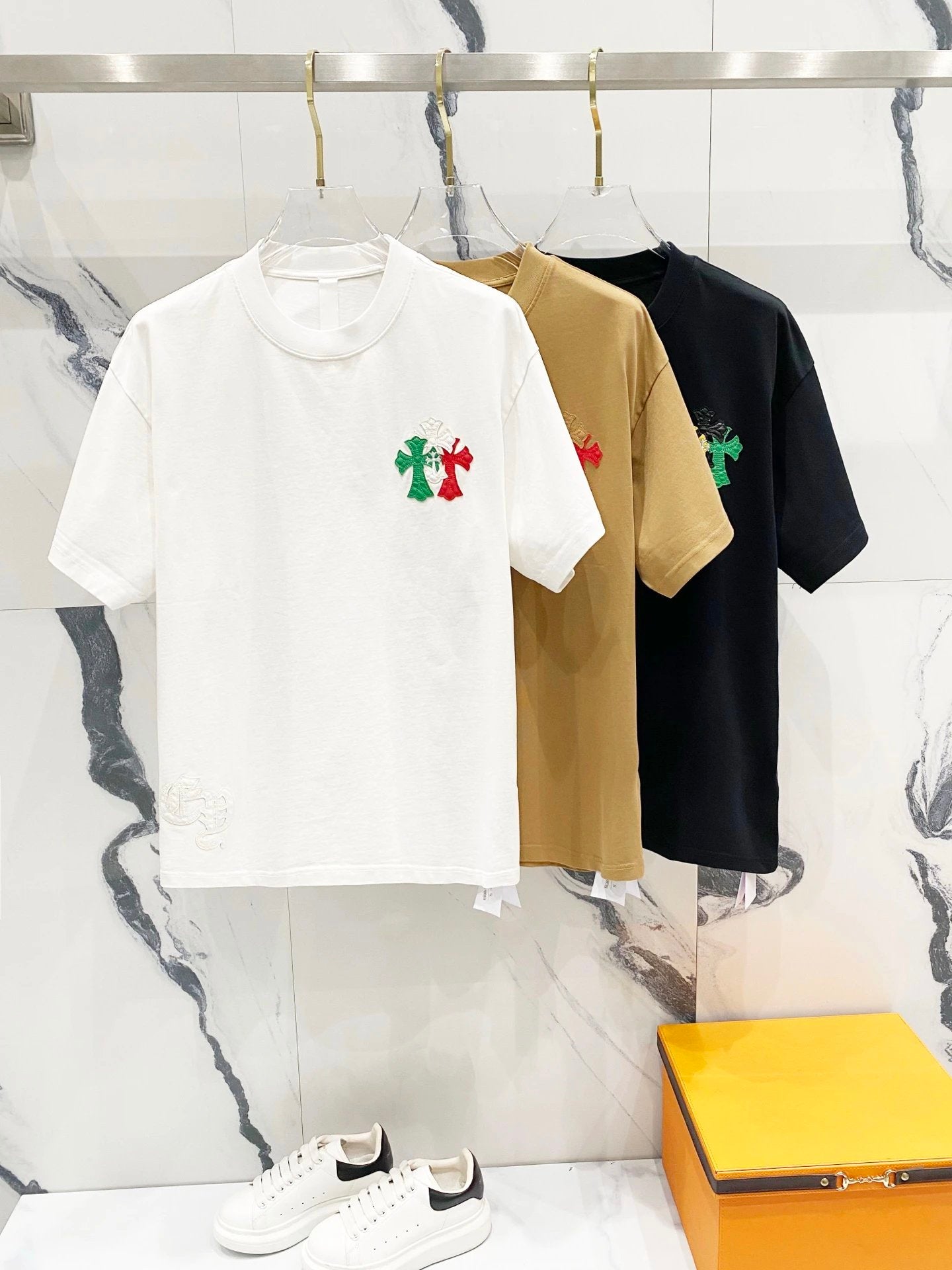 Chrome Hearts T-shirt Front and rear color logo round Neck Short Sleeve25ss New pure cotton T Unisex T-Shirt OS Drop Shoulder Loose Fit Base Shirt Top T-Shirt Short Sleeve