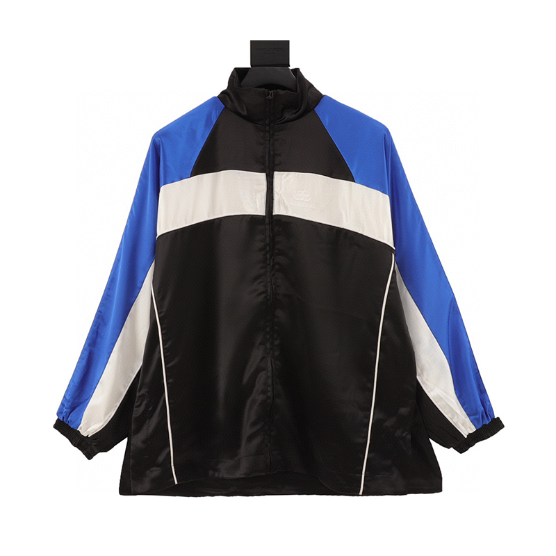 Balenciaga Jackets Blue and White Stitching Stand-up Collar Jacket Same Style for Men and Women