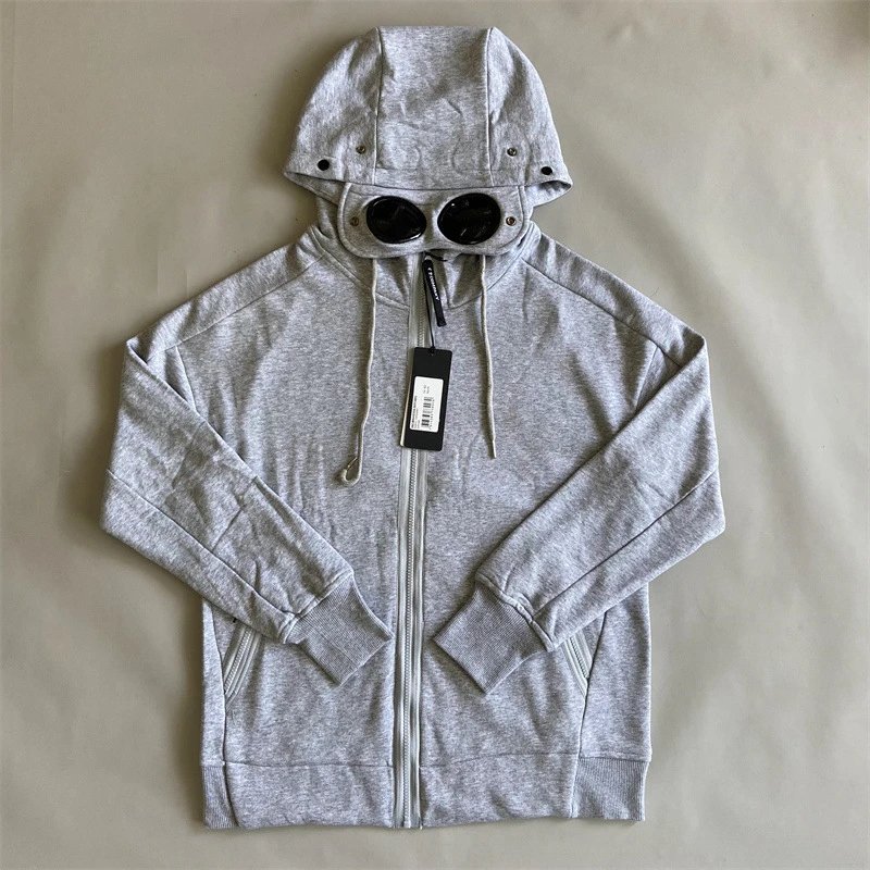 CP Company Hoodie Men CP Solid Color Cardigan Coat Hooded Korean Style Casual Youth Thickened Casual Sweatshirt