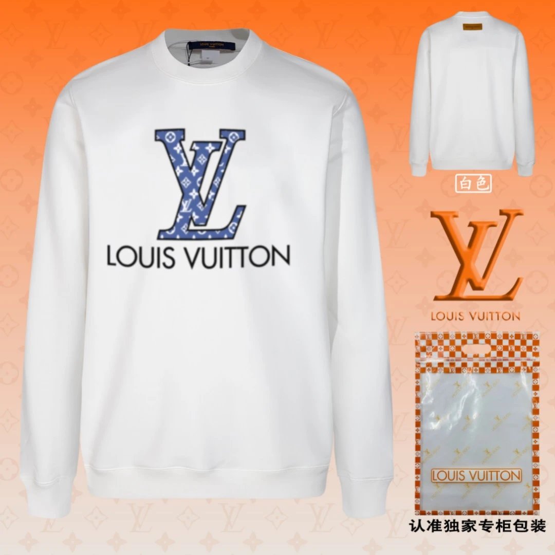 Louis Vuitton LV Hoodie Chest Old Flower Print logo Round Neck Sweatshirt Long Sleeve Base Shirt Jacket Top Fashion Unisex Sports Casual OS Loose Fit Versatile New Autumn Winter Collection