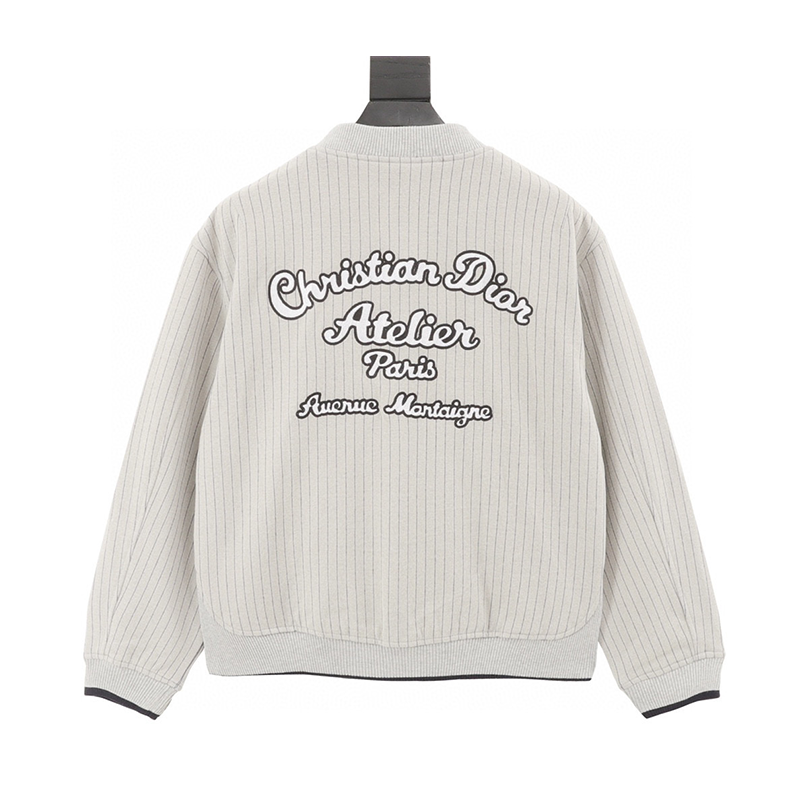 Dior Jackets Vertical Stripe Front and Rear Embroidered Baseball Uniform Jacket Coat Men and Women Same Style