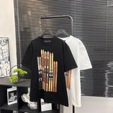 Louis Vuitton LV T-shirt Ski Ski Series Printed Embroidered Crew Neck Short Sleeve25ss New Pure Cotton Unisex Style T Casual T-Shirt Base Layer Shirt OS Loose Fit Half Sleeve Top Plus Size