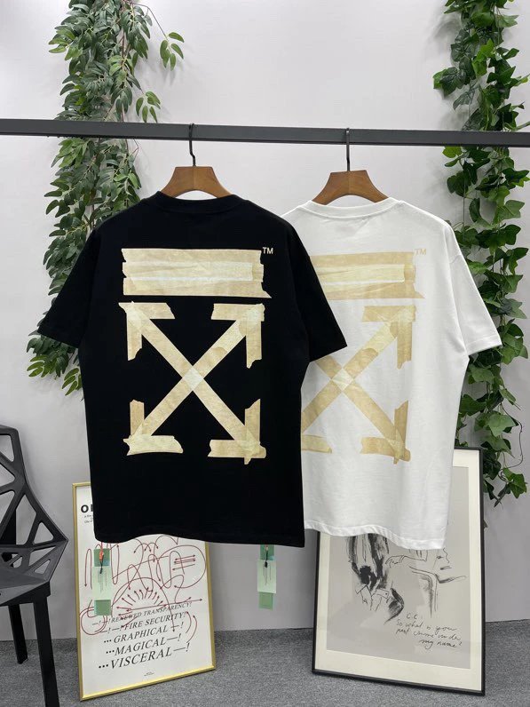 OFF-White T-shirt Top Version Counter Same Style Cotton Short Sleeve T T-shirt Men's and Women's Loose Summer Base Casual Half Sleeve