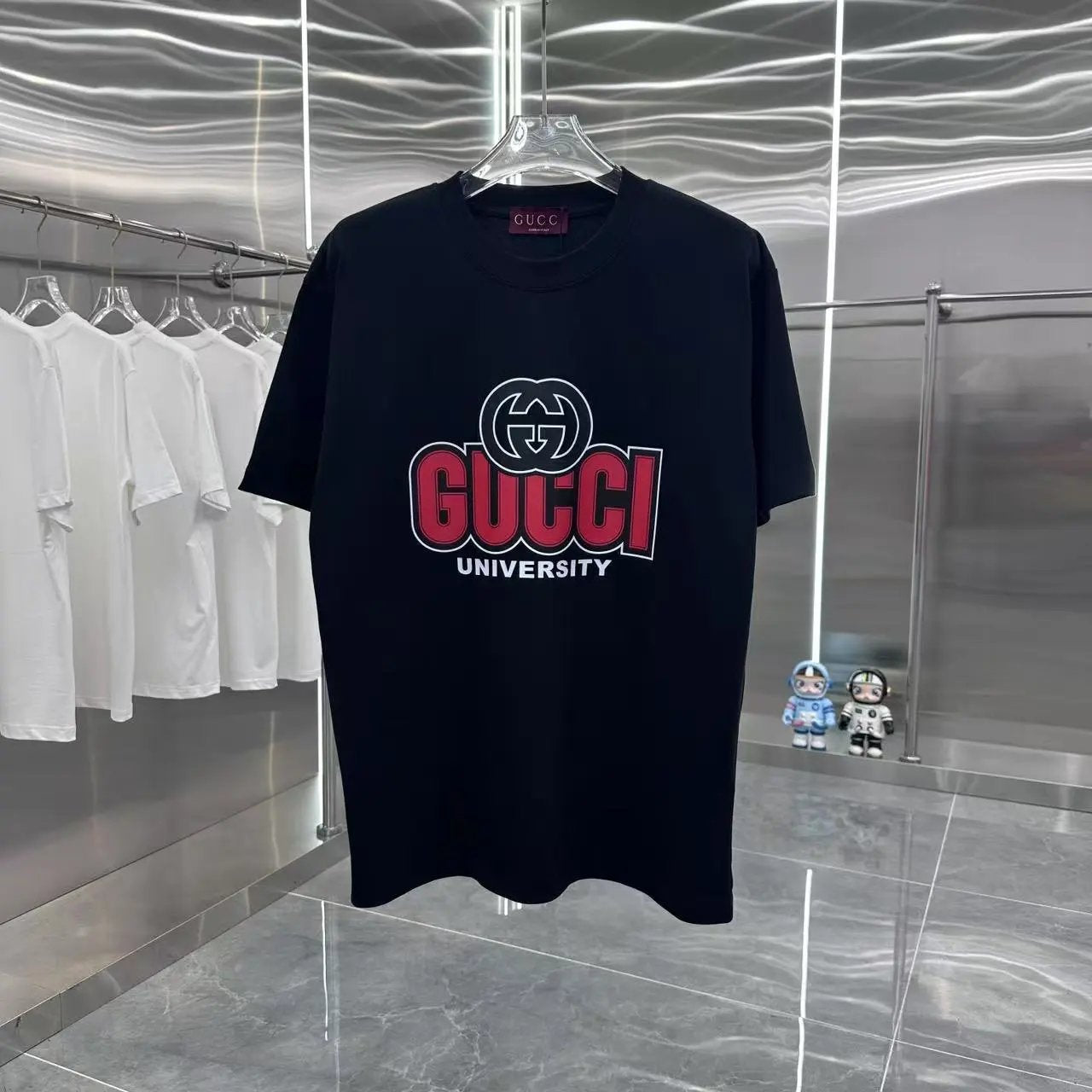 Gucci T-shirt Double-breasted G Large Printing logo round Neck Short Sleeve25ss New Pure Cotton Unisex Style T Casual T-Shirt Base Layer Shirt OS Loose Fit Half Sleeve Top Plus Size