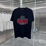 Gucci T-shirt Double-breasted G Large Printing logo round Neck Short Sleeve25ss New Pure Cotton Unisex Style T Casual T-Shirt Base Layer Shirt OS Loose Fit Half Sleeve Top Plus Size