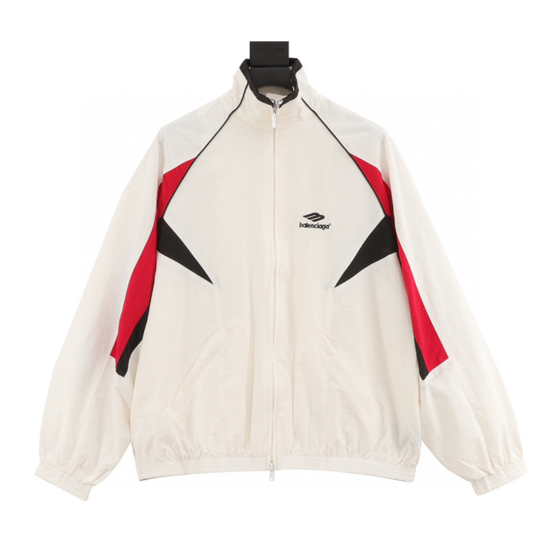 Balenciaga Jackets Catwalk Style3B Red and White Stitching Sports Suit Jacket Jacket for Men and Women