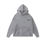 Amiri Hoodie 2024Autumn and Winter New Splash-Ink Ripped Letter Print Loose Hooded Sweater for Men and Women