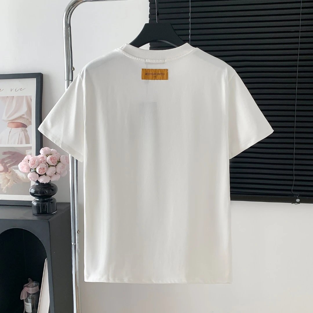 Louis Vuitton LV T-shirt Chest logo Embroidered Letter Crew Neck Short Sleeve25ss New Pure Cotton Unisex Style T T-shirt OS Loose Fit Base Shirt Top Half Sleeve T-Shirt